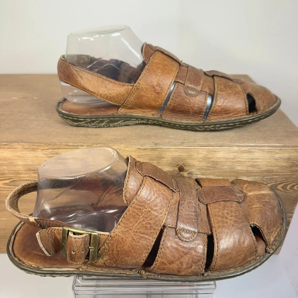 Born VTG Fisherman Sandal Men 9/42 Boho Y2K Leather Retro Jesus Sandals huarache